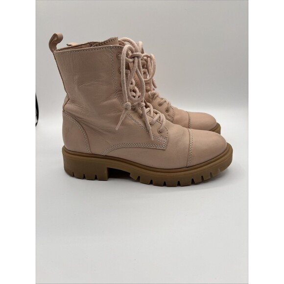 ALDO Reilly Lug Sole Womens Bone Pink Laced Side Zip Combat Boot Size 8.5 - Picture 1 of 3